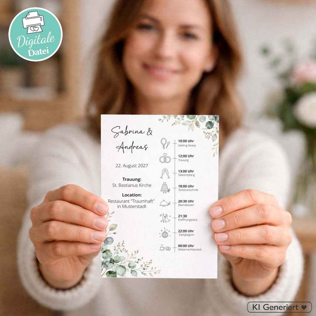 Ablaufplan Hochzeit Karte Herzensprojekt Manufaktur