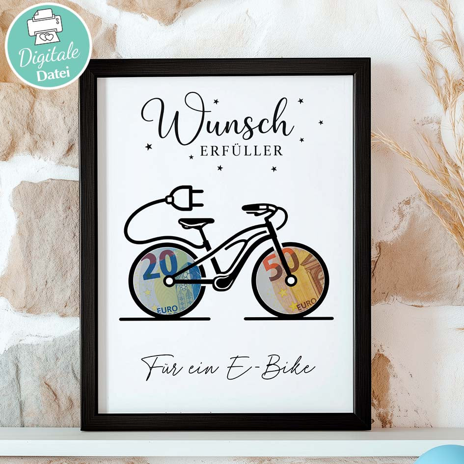 E Bike Gutschein ❤️ Kreatives Geldgeschenk zum Download als PDF – Herzensprojekt Manufaktur