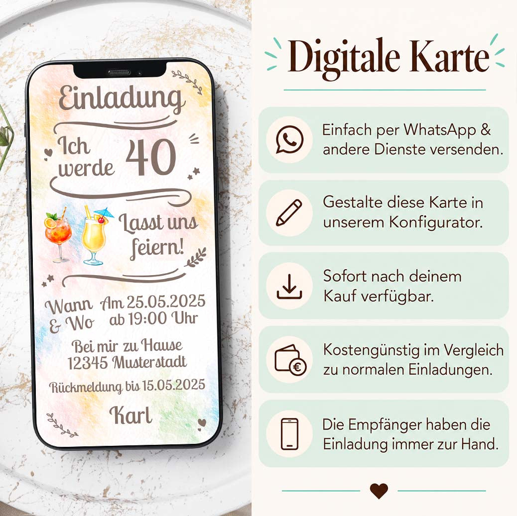 Einladung Cocktailparty WhatsApp Herzensprojekt Manufaktur