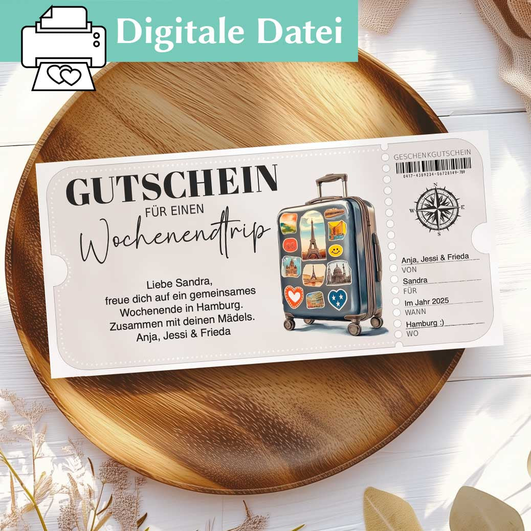 Gutschein Wochenendtrip - selbst gestalten und ausdrucken