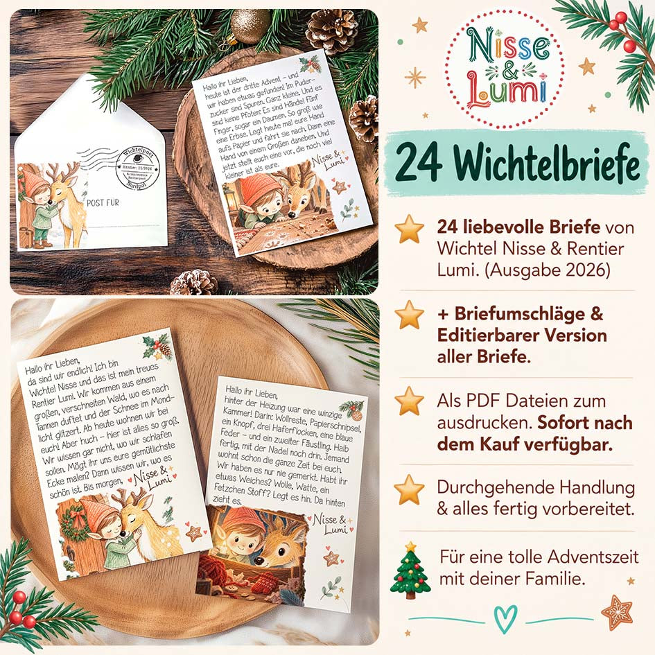 24 Wichtelbriefe Nisse & Lumi 2026 Herzensprojekt Manufaktur