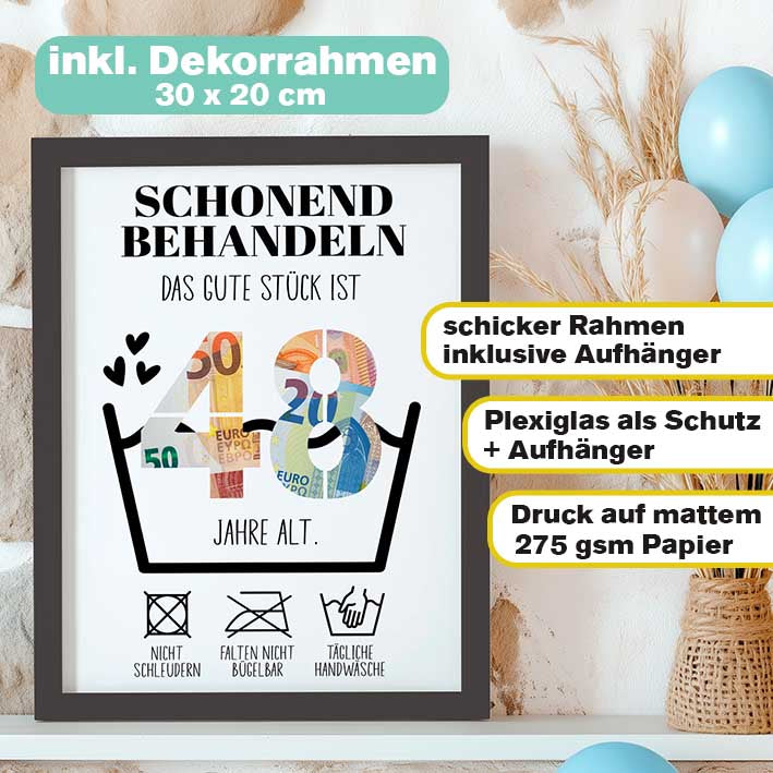 Geldgeschenk 48. Geburtstag im Rahmen merchOne
