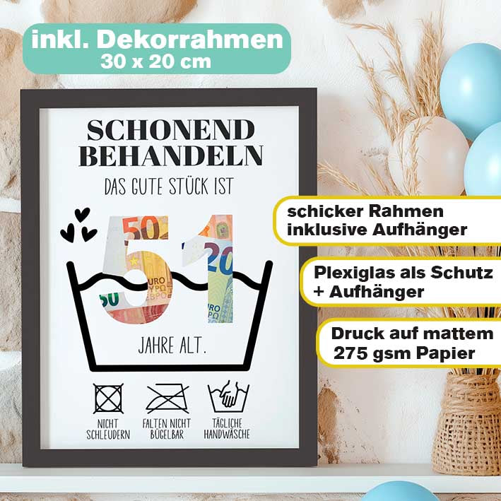 Geldgeschenk 51. Geburtstag im Rahmen merchOne