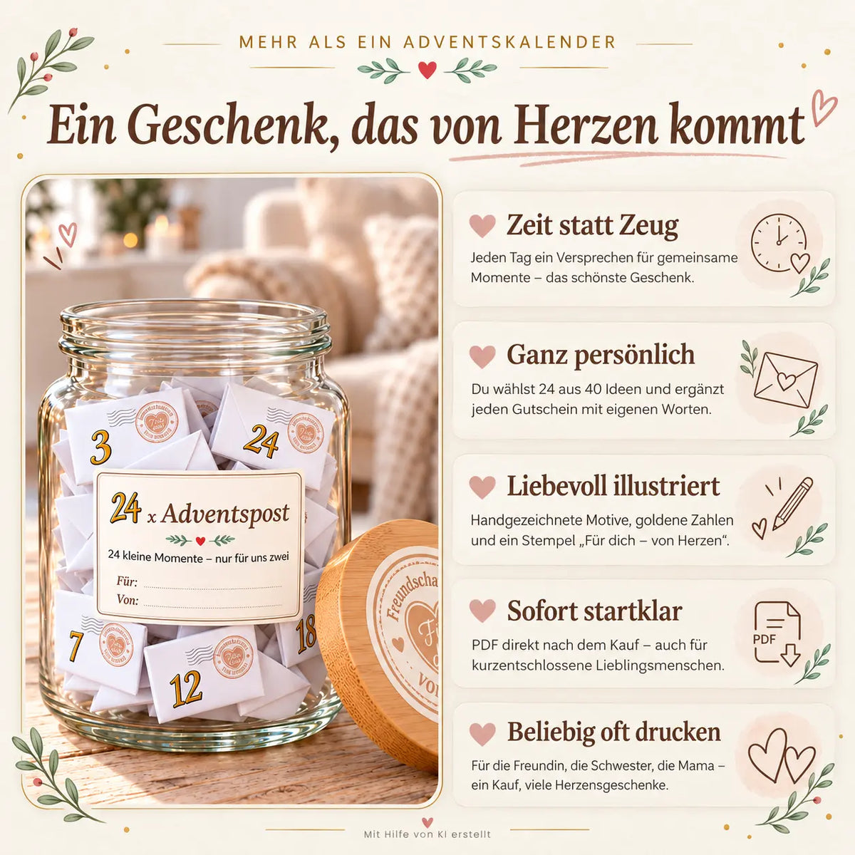 Adventskalender beste Freundin Herzensprojekt Manufaktur