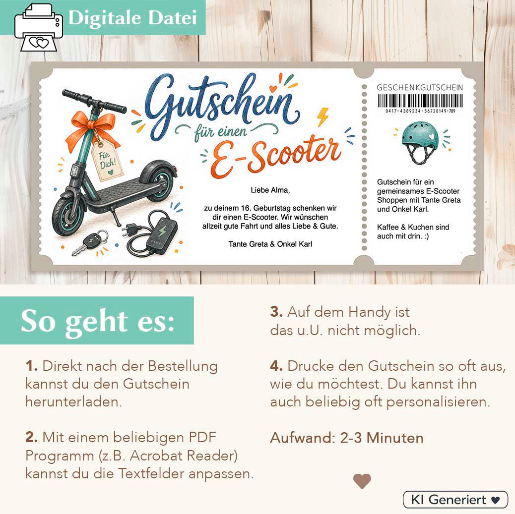 Gutschein E-Scooter Herzensprojekt Manufaktur