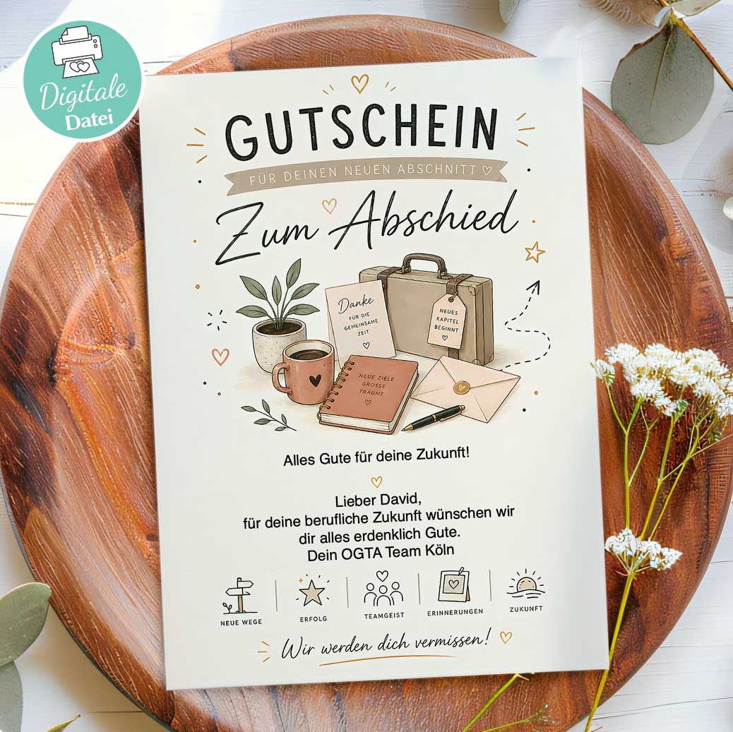 Abschiedsgutschein Kollegen Herzensprojekt Manufaktur