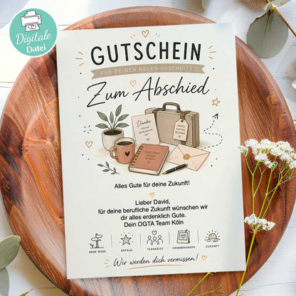 Abschiedsgutschein Kollegen Herzensprojekt Manufaktur