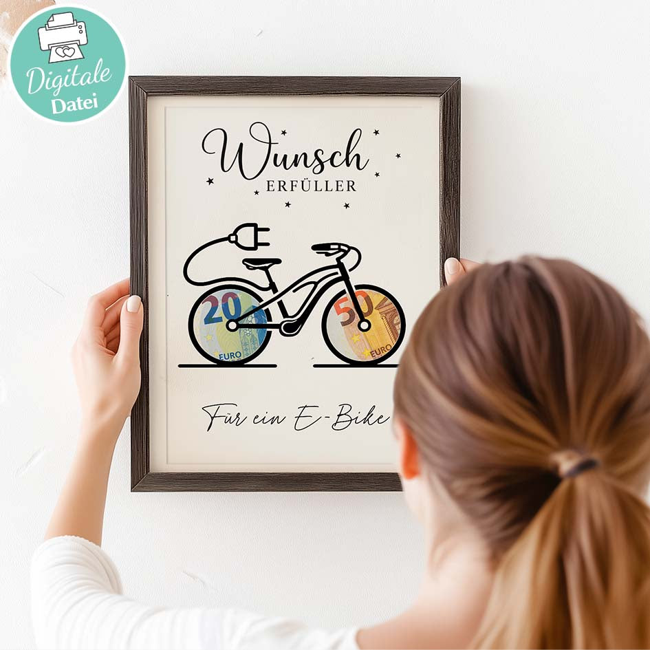 E Bike Gutschein ❤️ Kreatives Geldgeschenk zum Download als PDF – Herzensprojekt Manufaktur