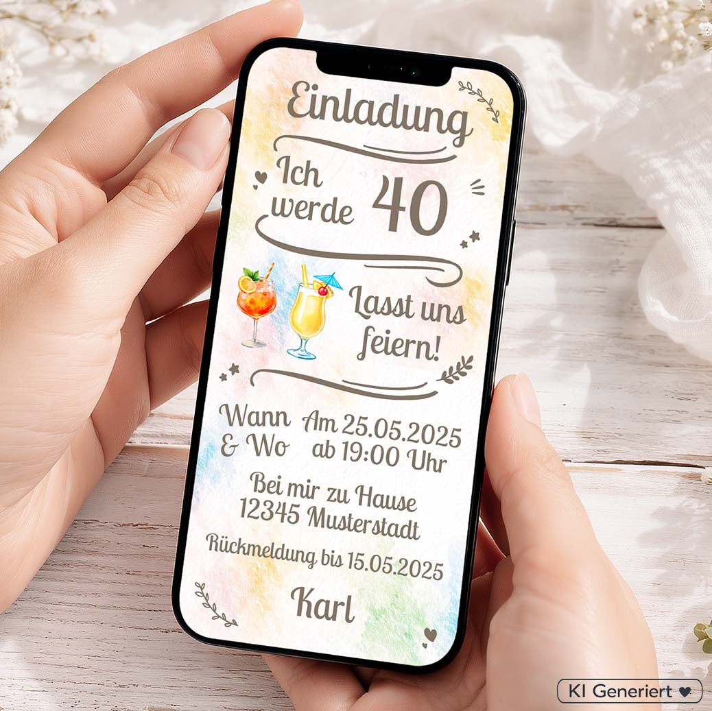 Einladung Cocktailparty WhatsApp Herzensprojekt Manufaktur