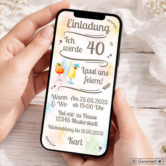 Einladung Cocktailparty WhatsApp Herzensprojekt Manufaktur