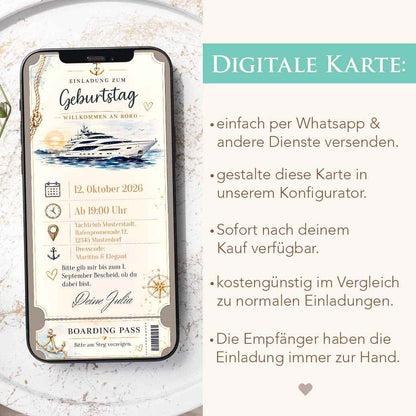 Einladung Geburtstag Bordkarte Herzensprojekt Manufaktur