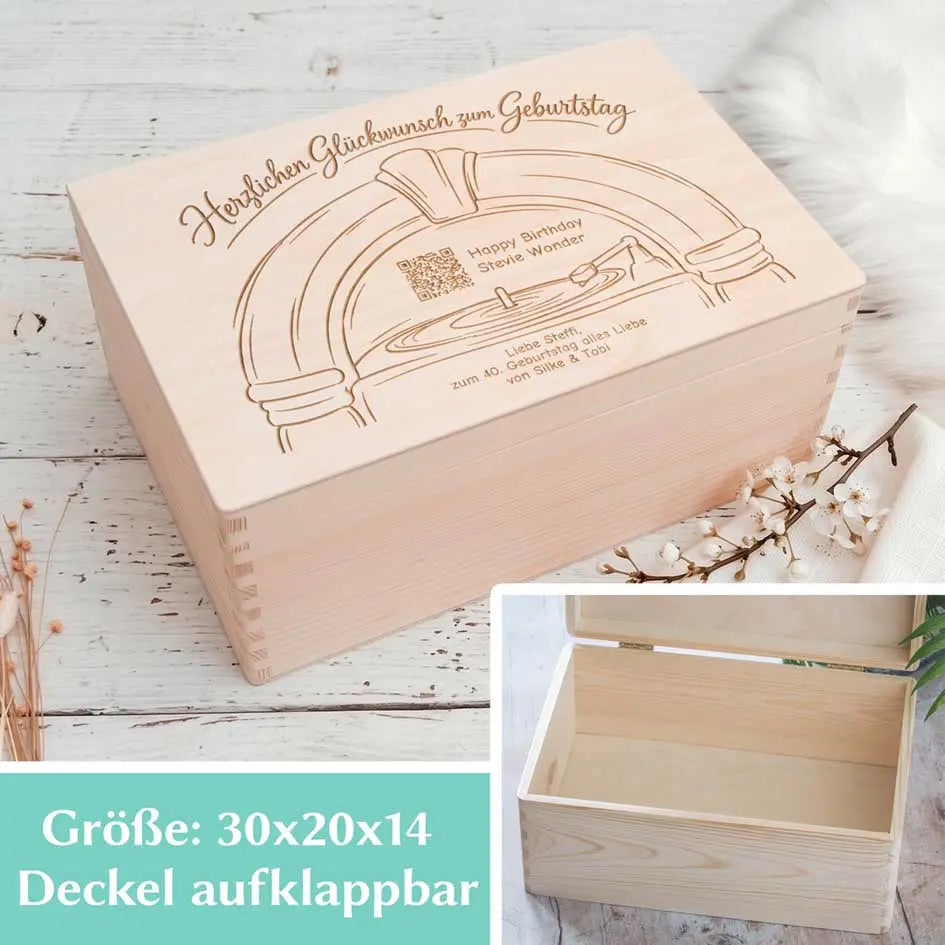 Geburtstagsbox mit Song QR-Code Herzensprojekt Manufaktur