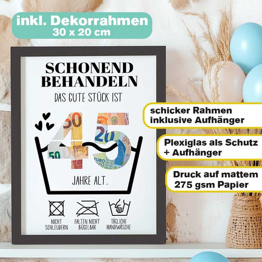 Geldgeschenk 45. Geburtstag im Rahmen merchOne