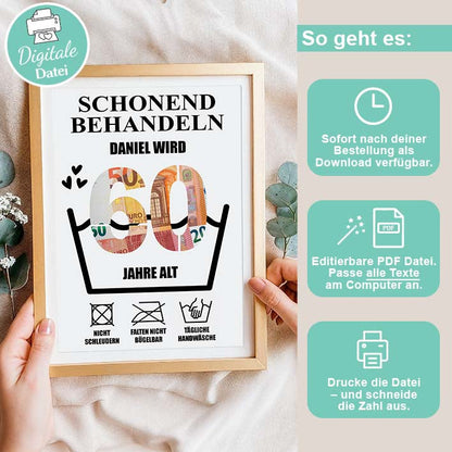 Geldgeschenk 60ster - Editierbar Herzensprojekt Manufaktur