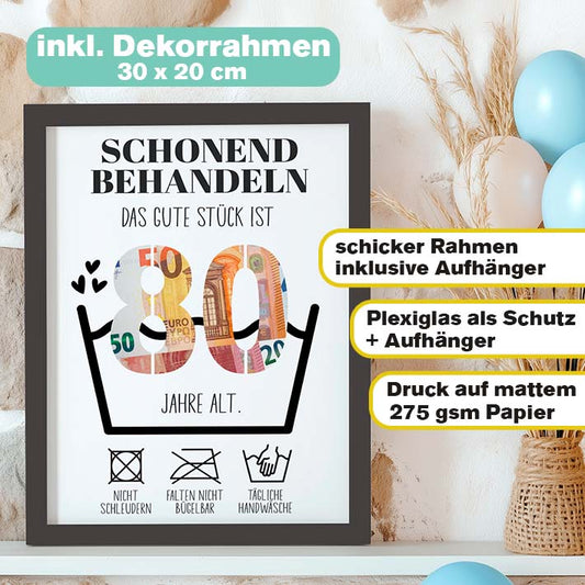 Geldgeschenk 80. Geburtstag im Rahmen merchOne
