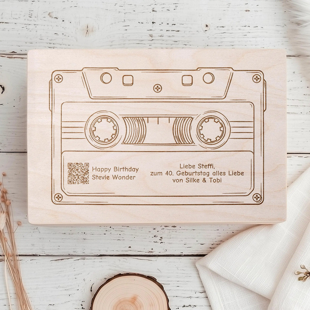 Kassetten-Box mit Song QR-Code Herzensprojekt Manufaktur