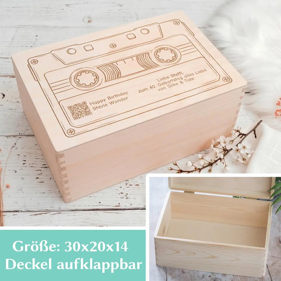 Kassetten-Box mit Song QR-Code Herzensprojekt Manufaktur