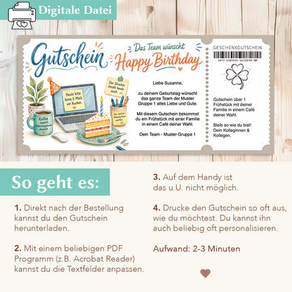 Gutschein Happy Birthday Kollegin Herzensprojekt Manufaktur