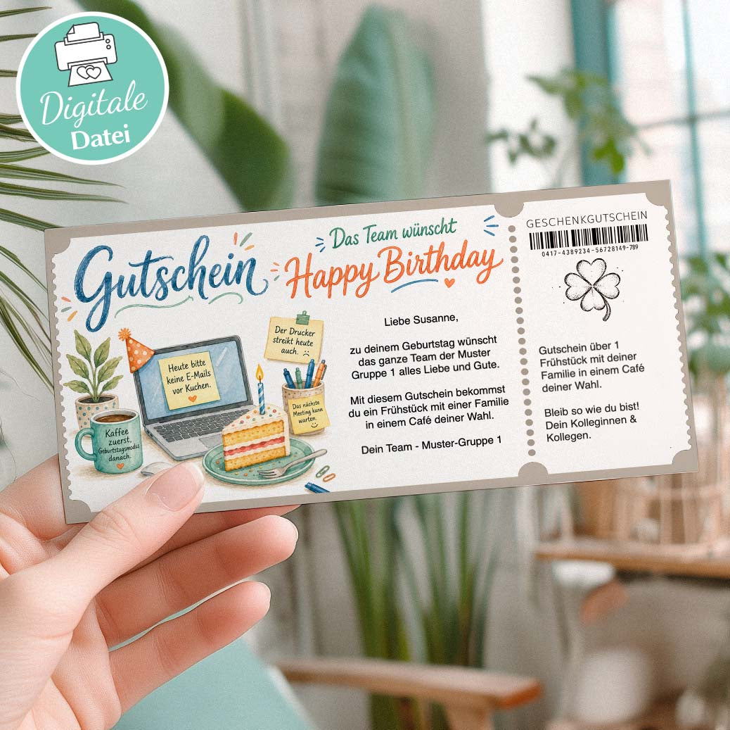 Gutschein Happy Birthday Kollegin Herzensprojekt Manufaktur