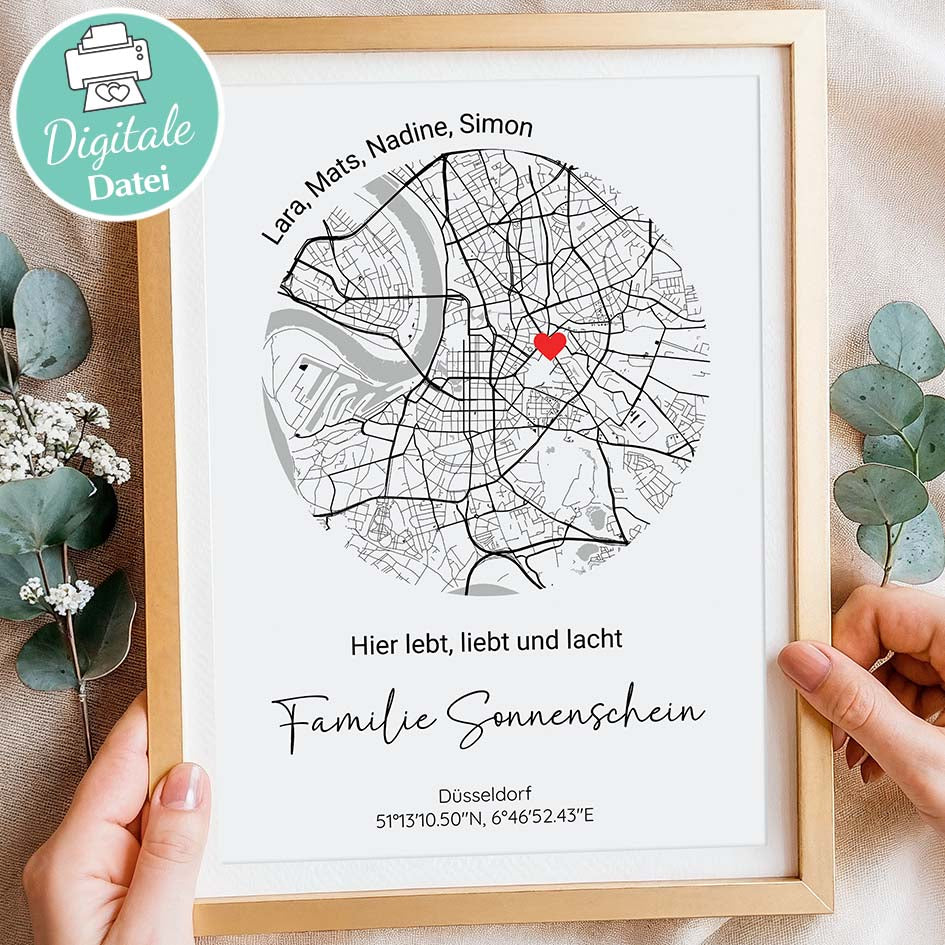 Stadtkarte Familie Personalisiert