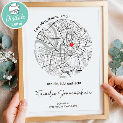 Stadtkarte Familie Personalisiert