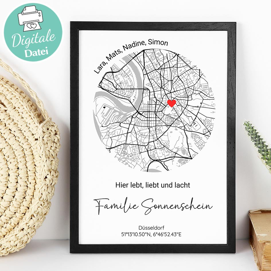Stadtkarte Familie Personalisiert