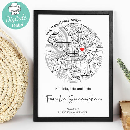 Stadtkarte Familie Personalisiert