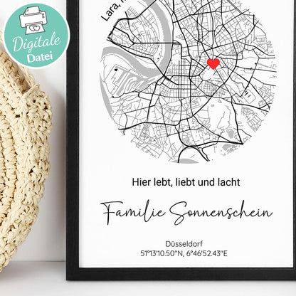 Stadtkarte Familie Personalisiert