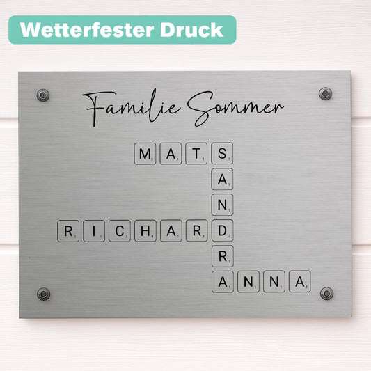 Türschild Kreuzworträtsel Familie merchOne