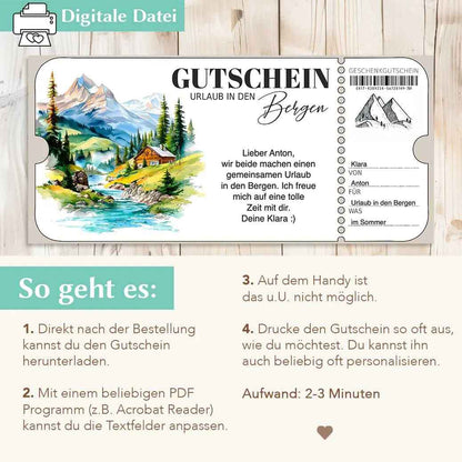 Urlaub Berge Gutschein