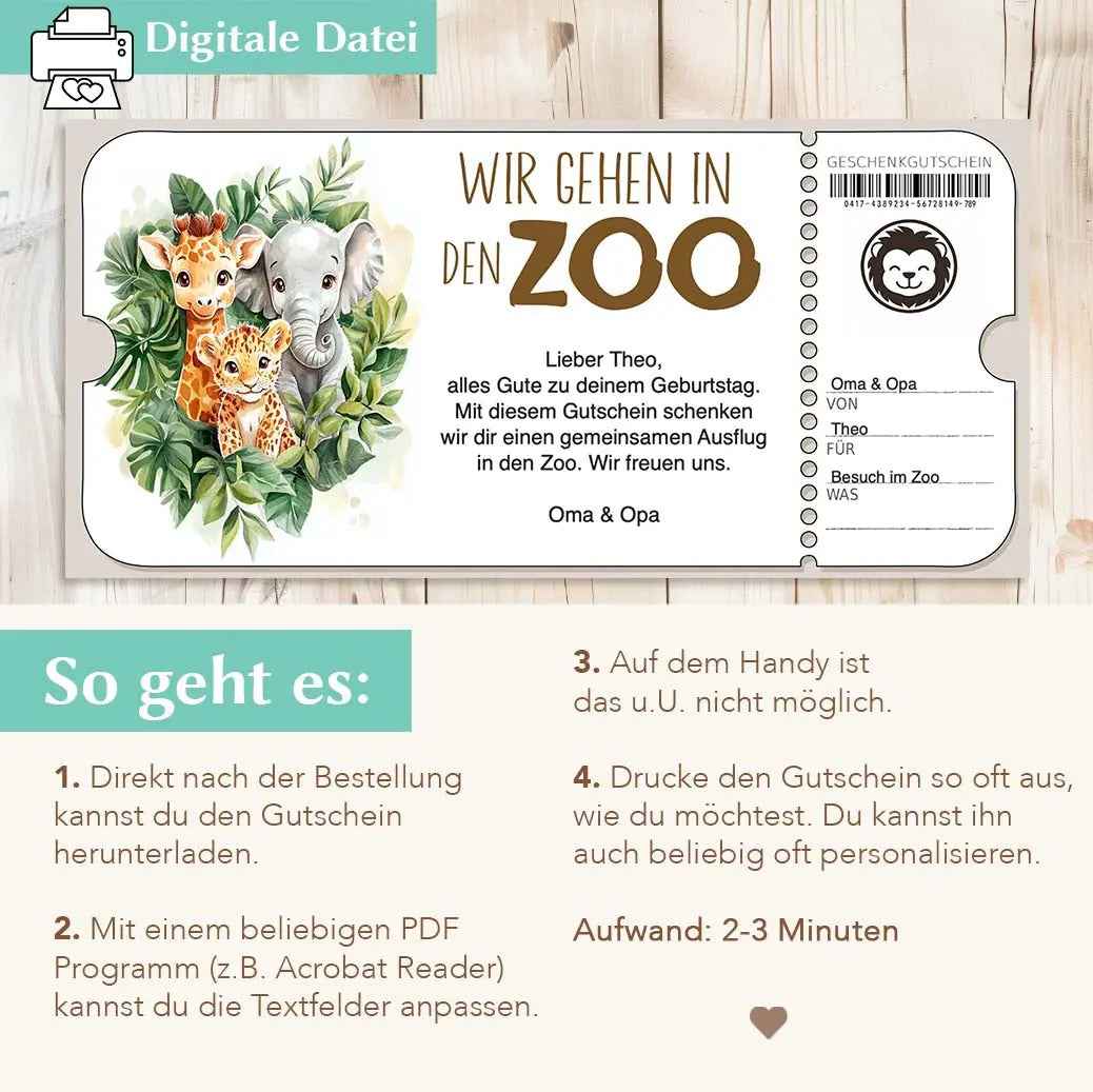 Gutschein Zoobesuch