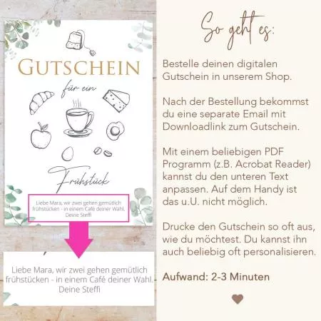 Frühstück Gutschein Vorlage PDF