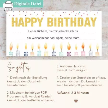 Gutschein Vorlage Geburtstag PDF