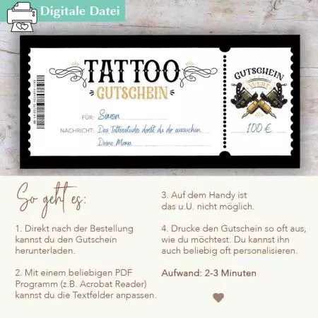Tattoo Gutschein personalisiert