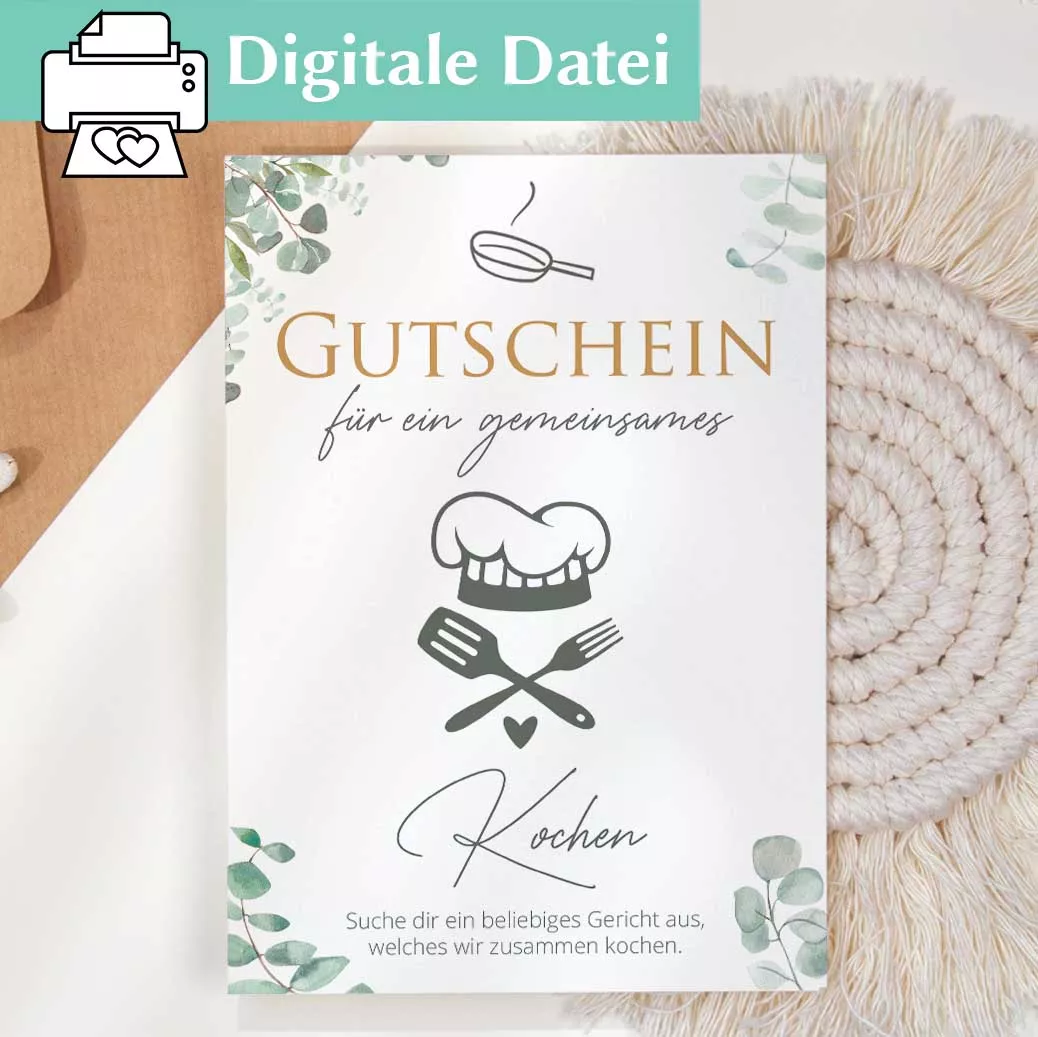 Kochen Geschenk PDF Vorlage Gutschein