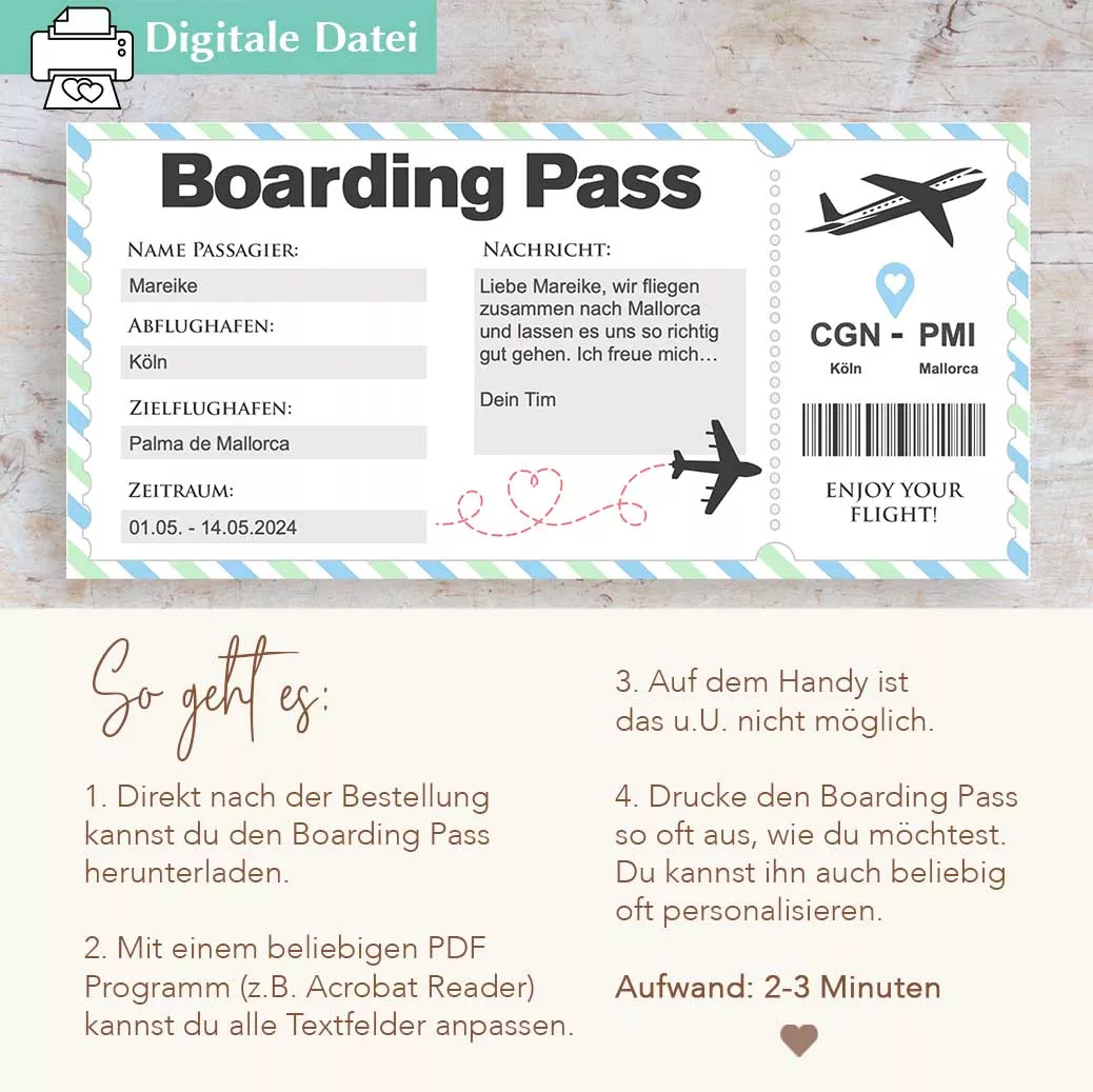 Flugticket Vorlage Boarding Pass