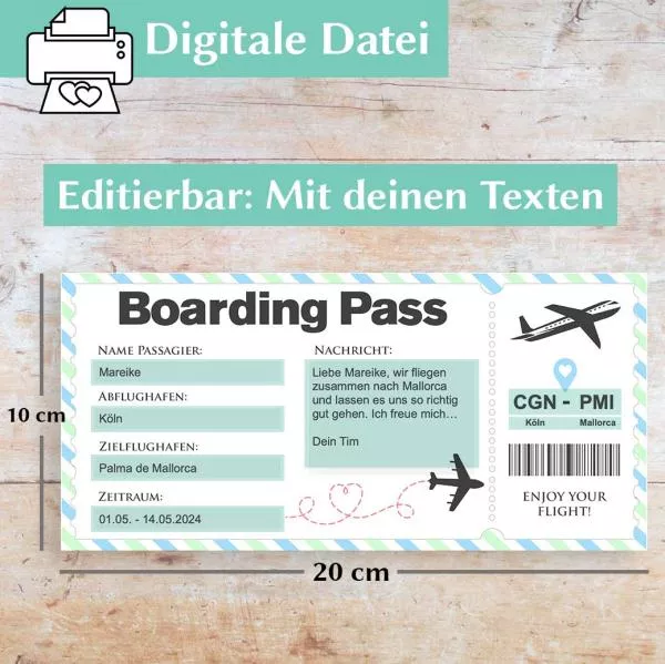 Boarding Pass Karte zum Ausdrucken