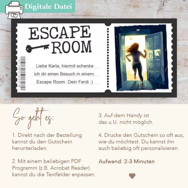 Escape Room Gutschein PDF