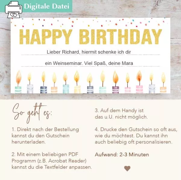Gutschein Vorlage Geburtstag PDF
